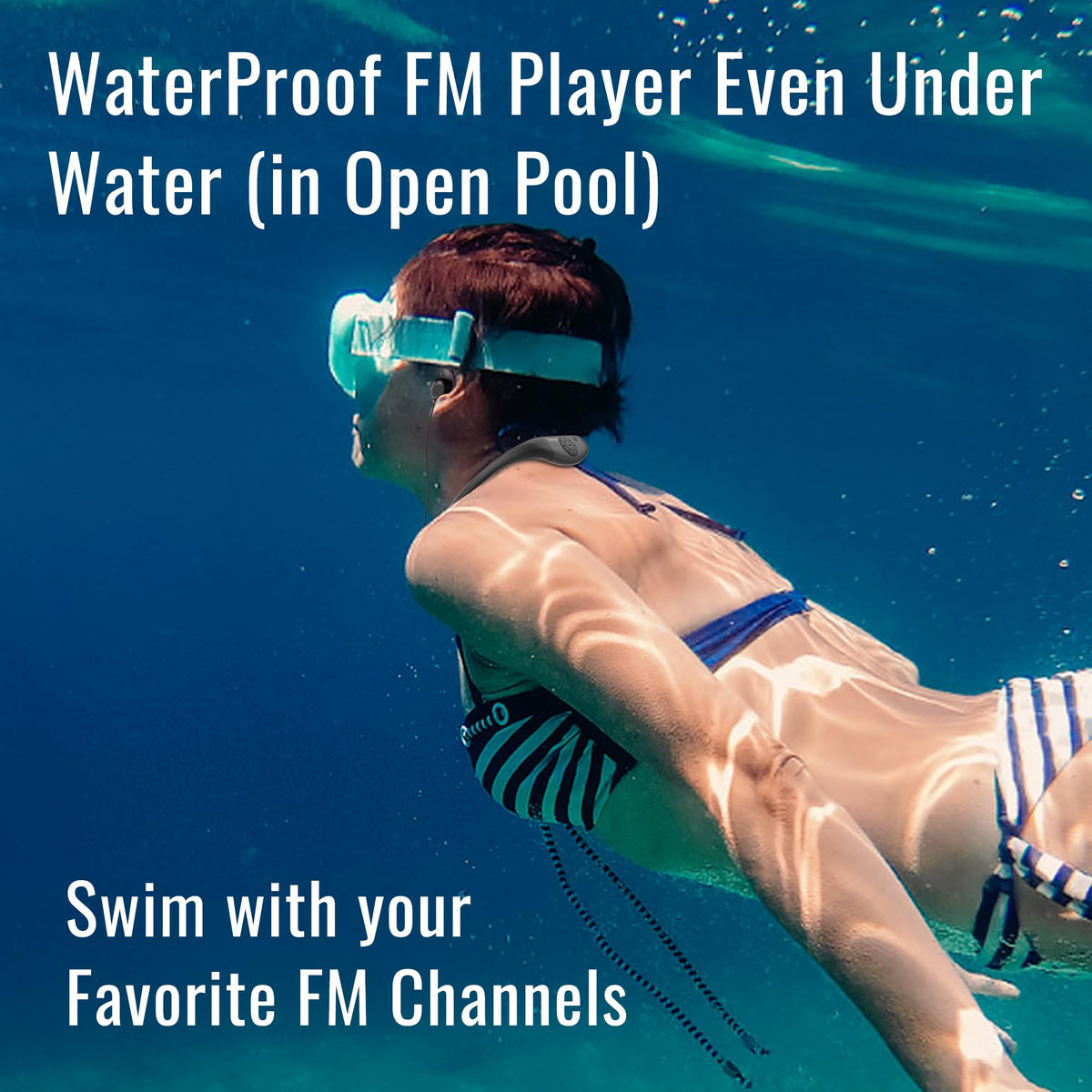 Tayogo AquaSound Pro W18 FM radio for poolside tuning and listening.