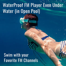 Tayogo AquaSound Pro W18 FM radio for poolside tuning and listening.