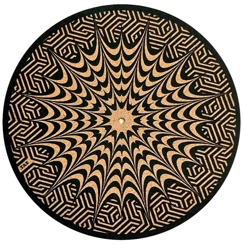TAZstudio cork mat front view showing geometric design and improved platter grip