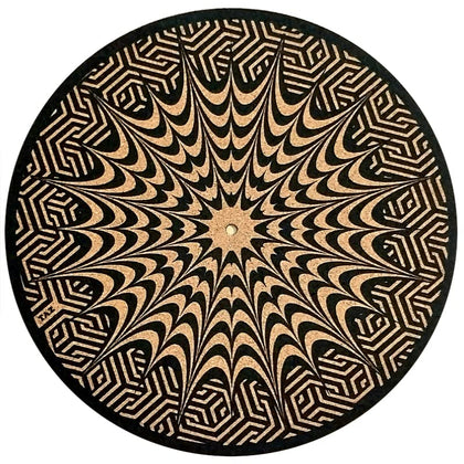 TAZstudio cork mat front view showing geometric design and improved platter grip