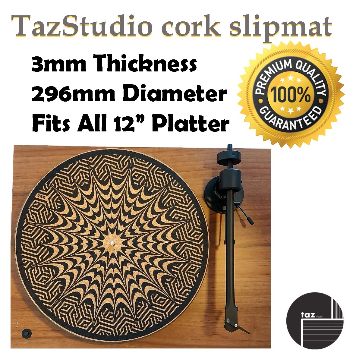 TAZstudio mat on a turntable in use reducing vibration and improving clarity