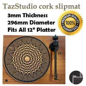 TAZstudio mat on a turntable in use reducing vibration and improving clarity
