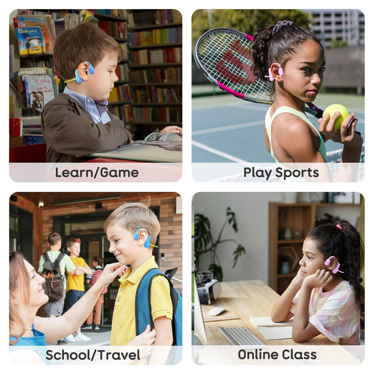 TBtebeat Kids Open Ear Headphones ideal for school, travel, music, or video watching.