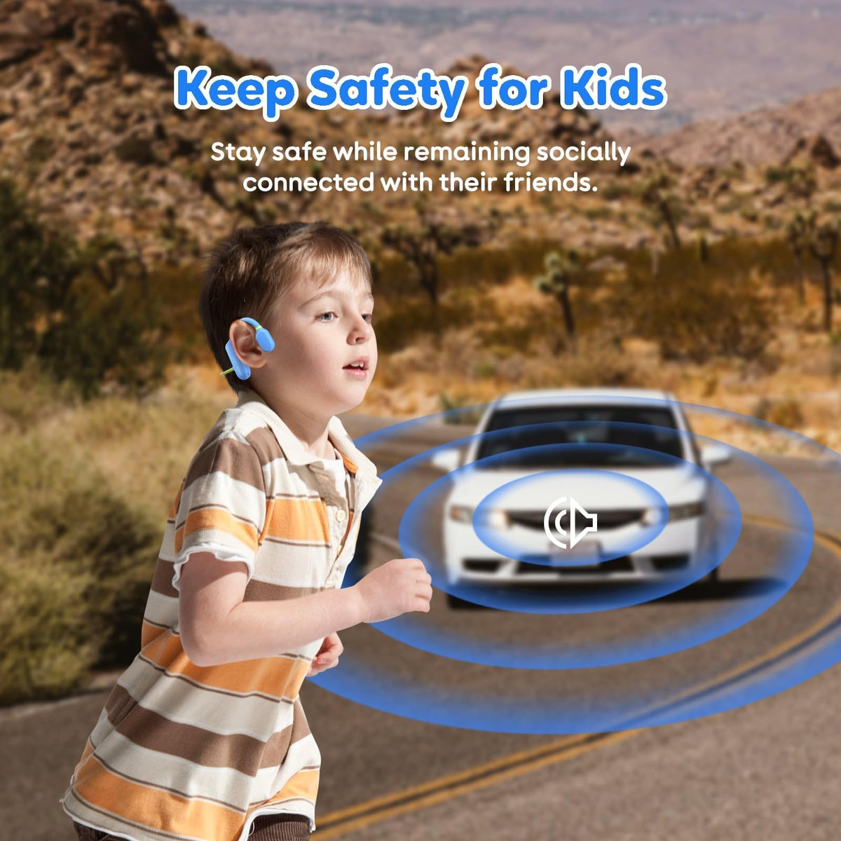TBtebeat Kids Open Ear Headphones Bluetooth 5.3 enables quick, stable pairing with iPad and tablet.