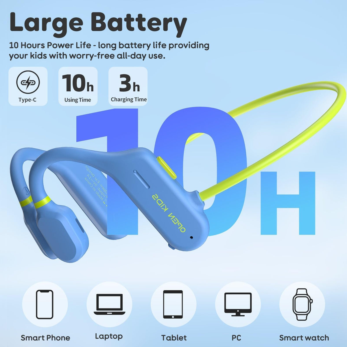 TBtebeat Kids Open Ear Headphones volume limit controls protect young ears during study and play.