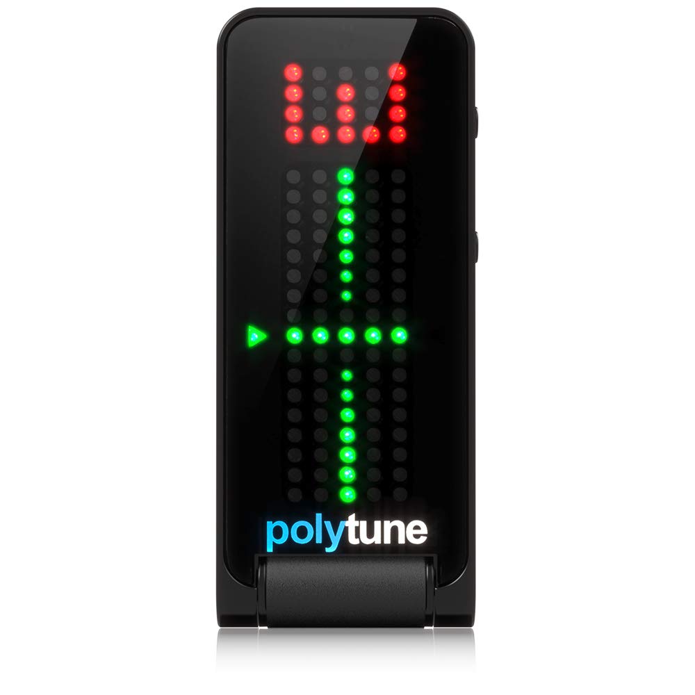 TC Electronic front view showing compact clip and LED display for easy tuning