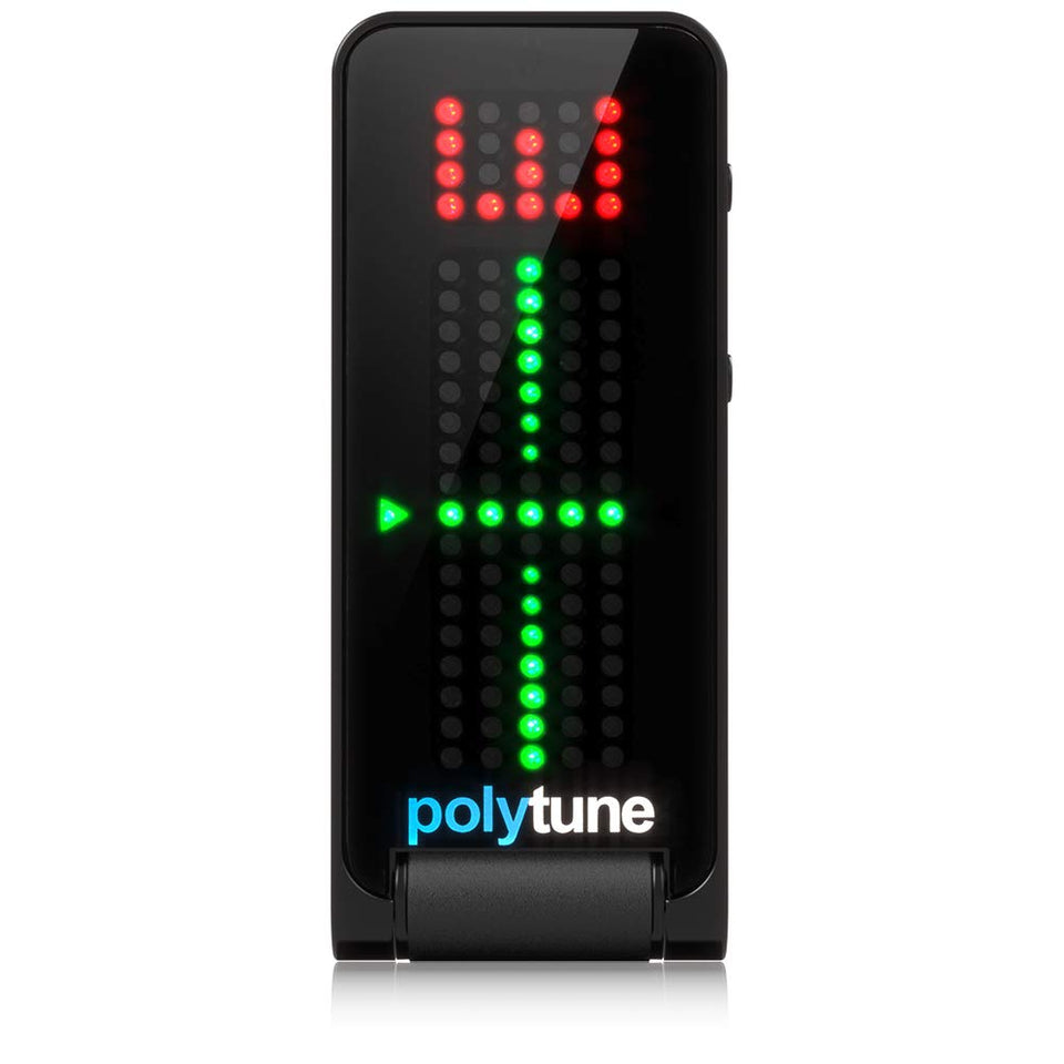 TC Electronic front view showing compact clip and LED display for easy tuning