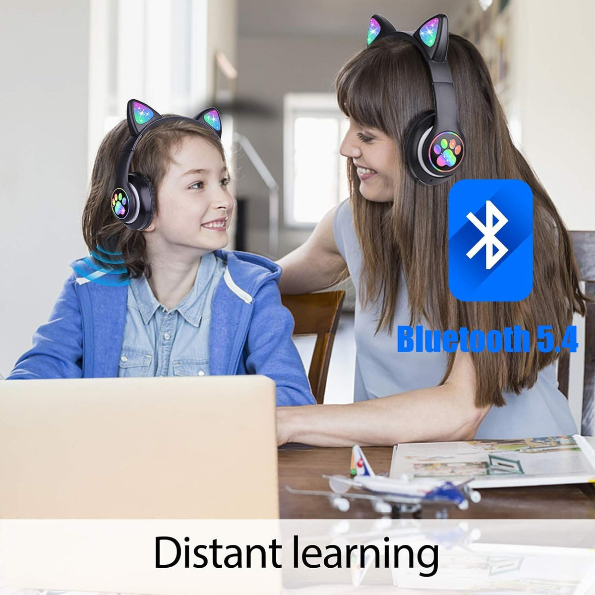 TCJJ Bluetooth 6.0 wireless headphones ensure a steady connection for online classes.