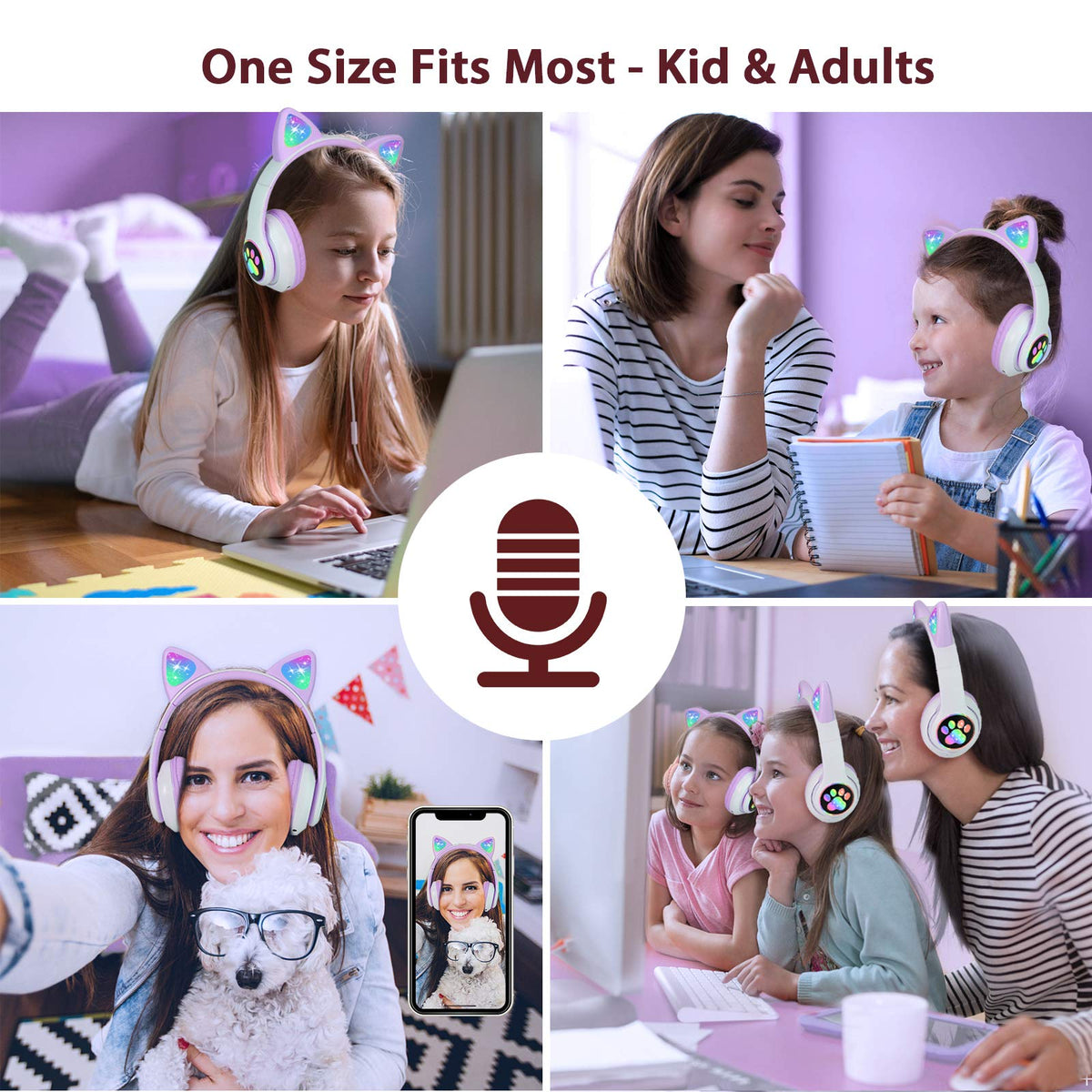 TCJJ paw-design earcups glow for a fun and engaging look during learning.