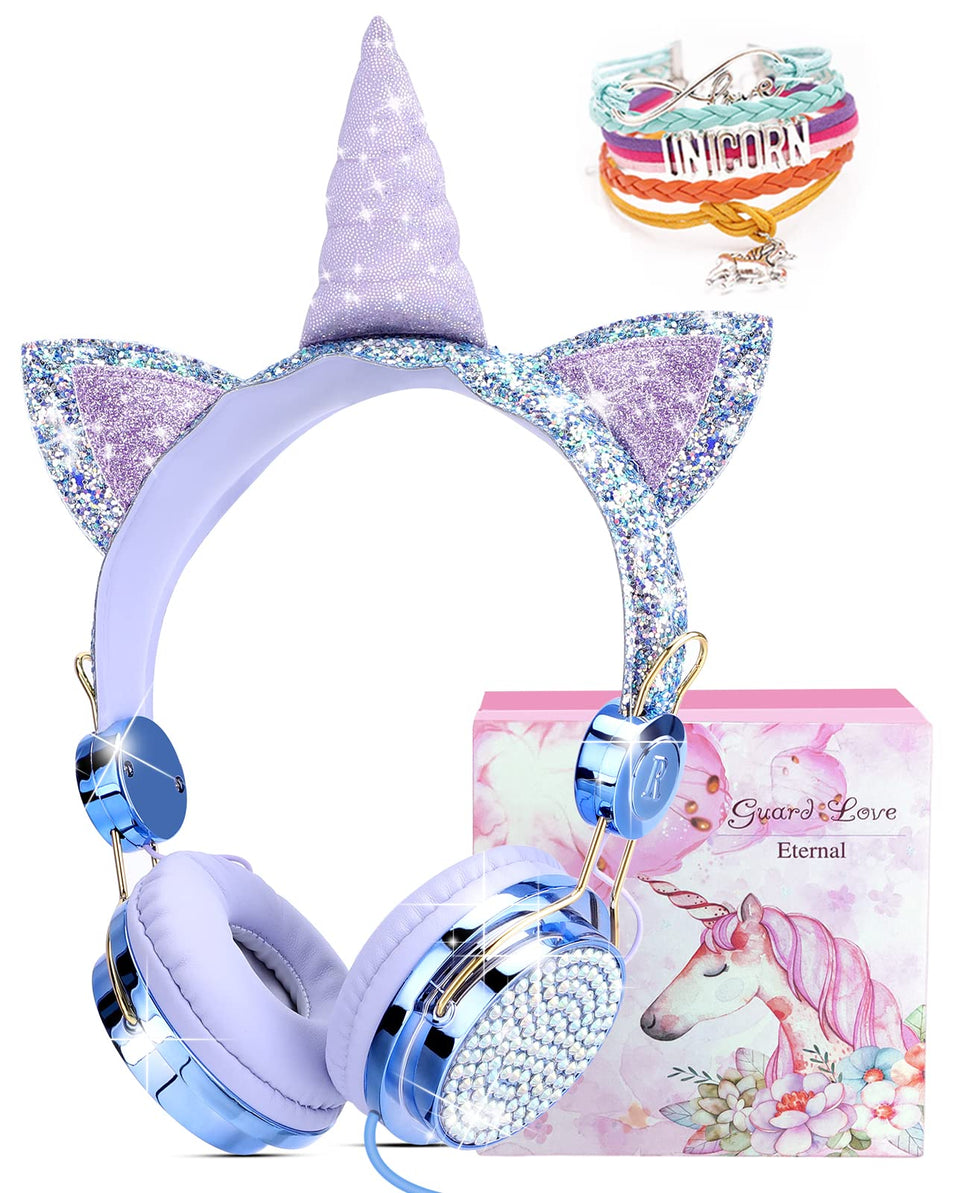 TCJJ Sparkly Unicorn Headphones in gift box for gifting delight