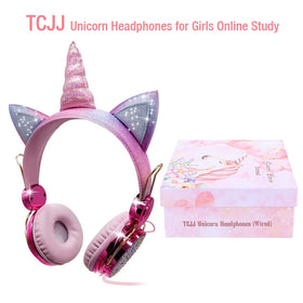 TCJJ Unicorn headphones with fashionable unicorn design for kids.