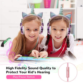 TCJJ Unicorn headphones for travel and school use.