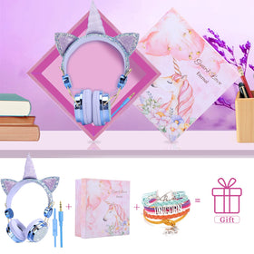 Unicorn headphones ready for school, travel, or playtime