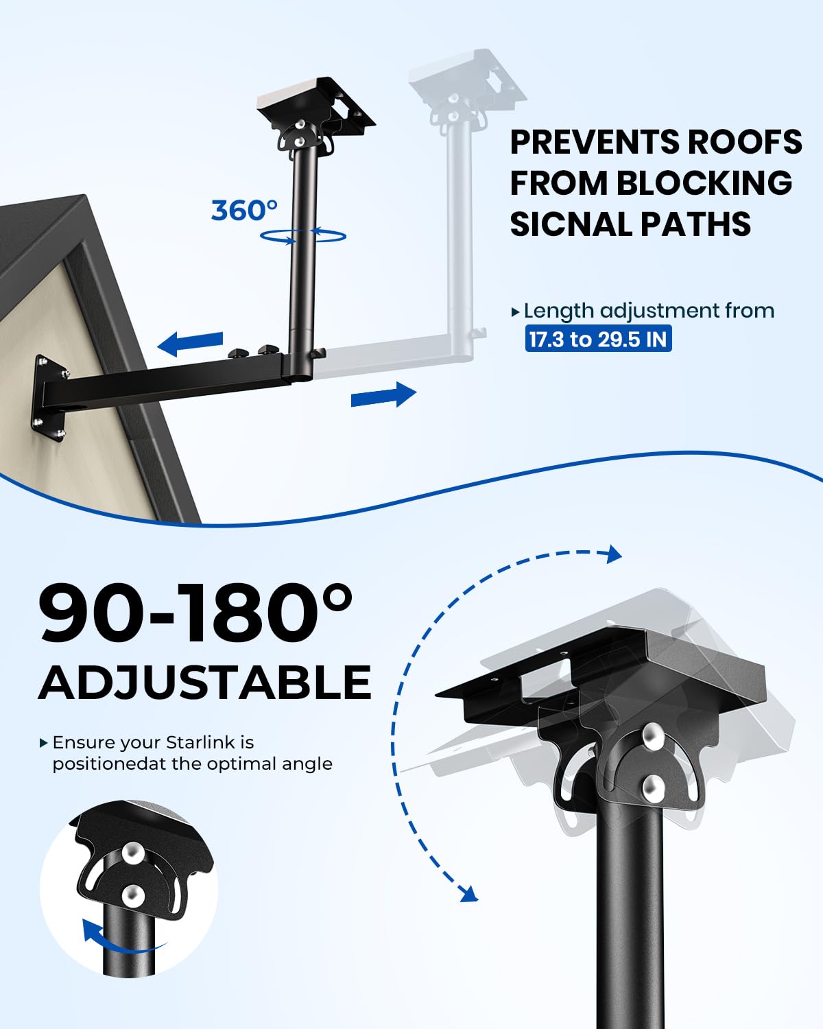 Tckasdj telescoping arm extended demonstrating adjustable reach benefit