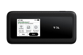 TCL LinkZone 5G UW front view, compact hotspot for on-the-go connectivity.