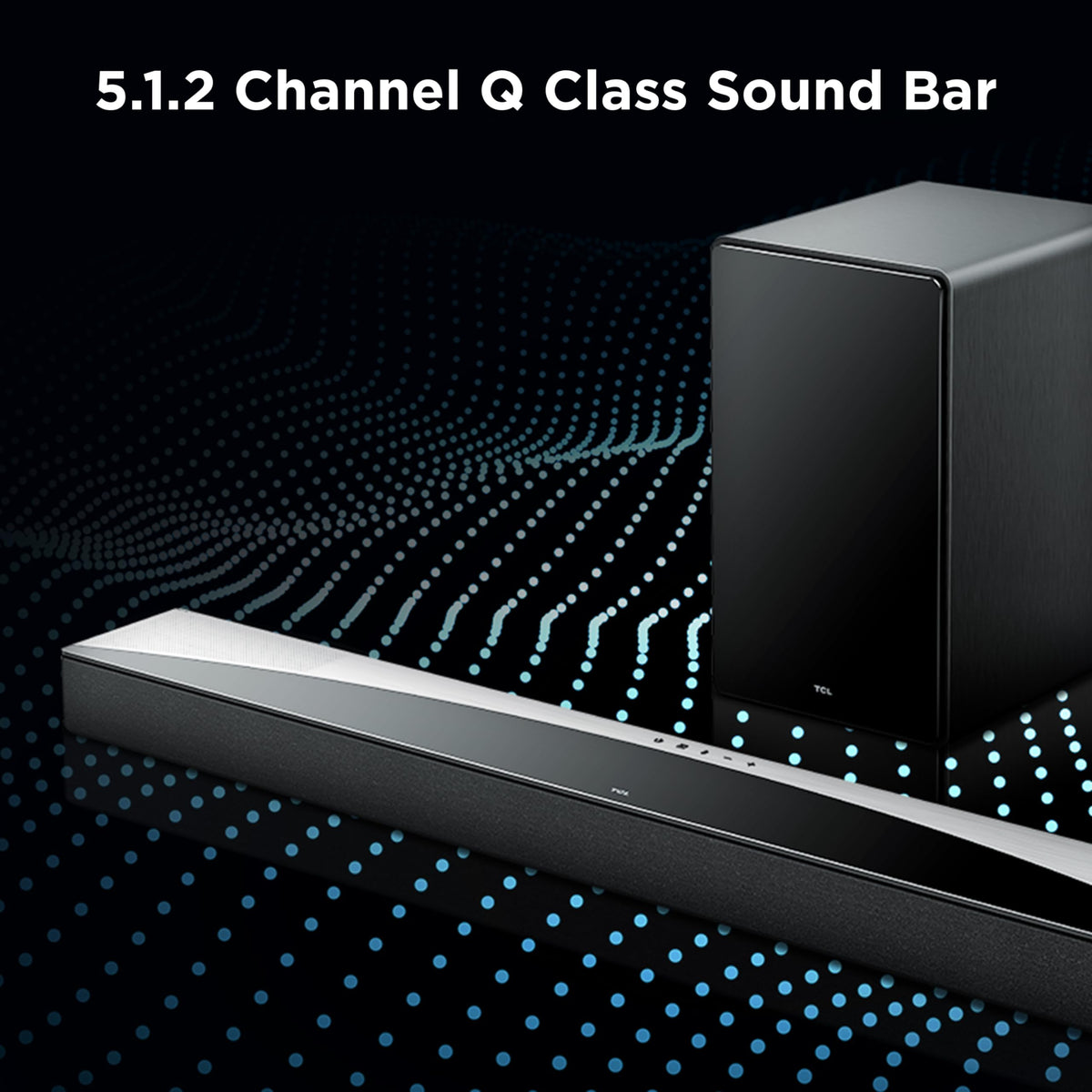 TCL Q75H soundbar top view showing sleek design and matte finish.