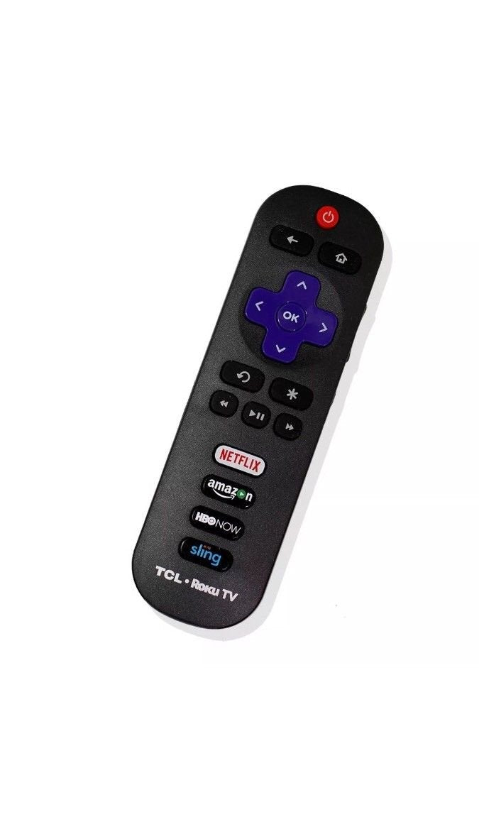 TCL RC280 front view showing buttons and labeled streaming keys for quick access