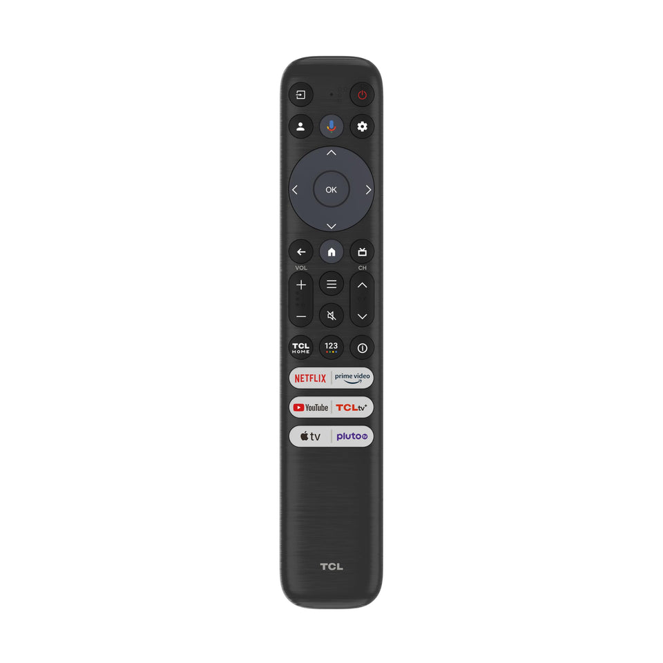 TCL RC813 remote front view shows ergonomic design for easy TV control.