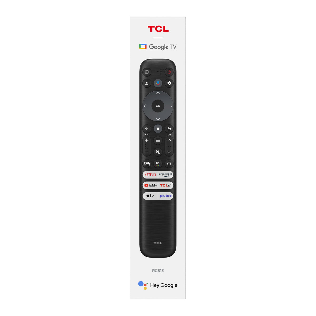 TCL RC813 remote with Google Voice enables hands-free entertainment searches.