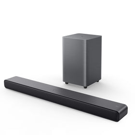 TCL S55H soundbar under TV for a clean, space-saving setup.