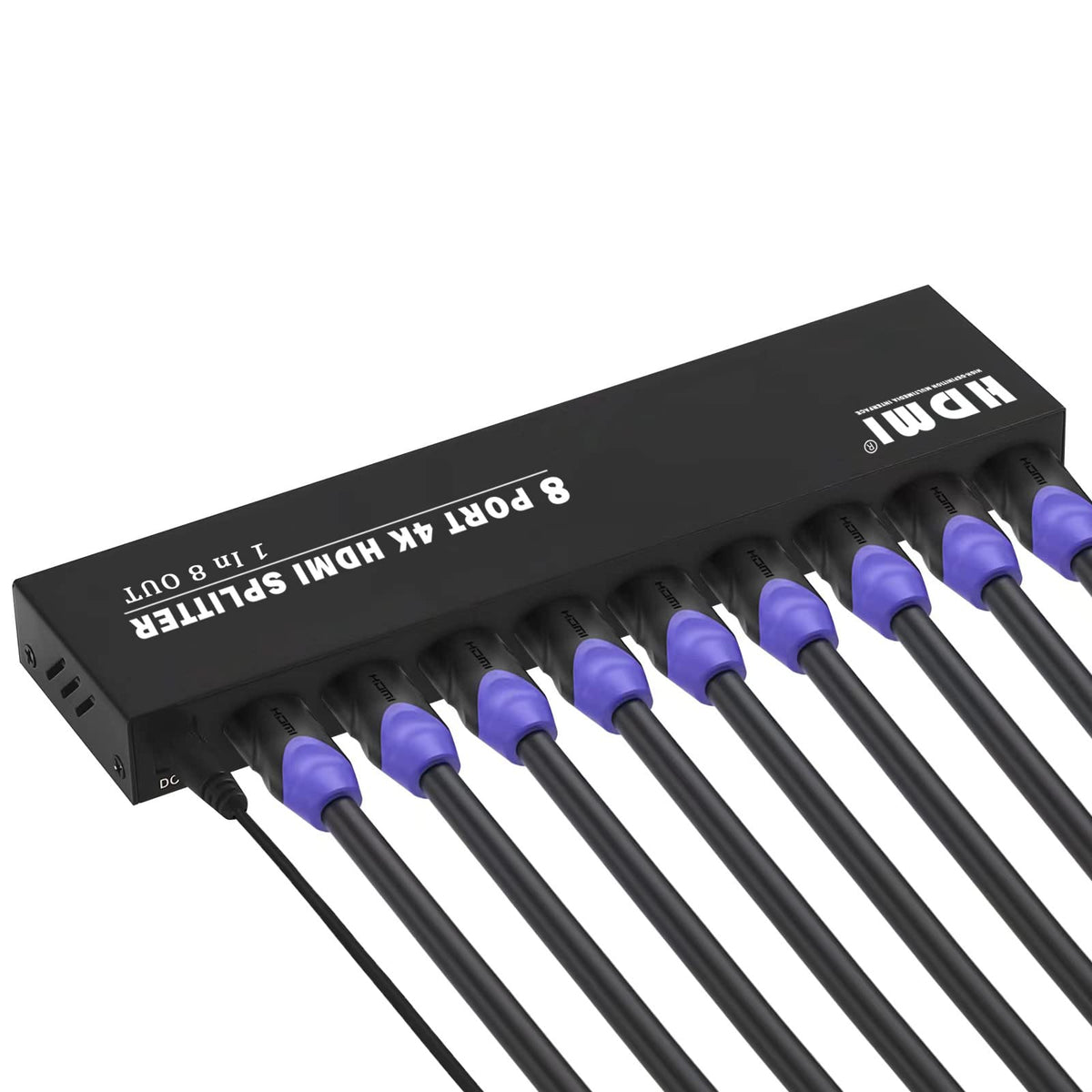 TCNEWCL 4K HDMI Splitter front view shows compact metal design for reliable multi-display mirroring.