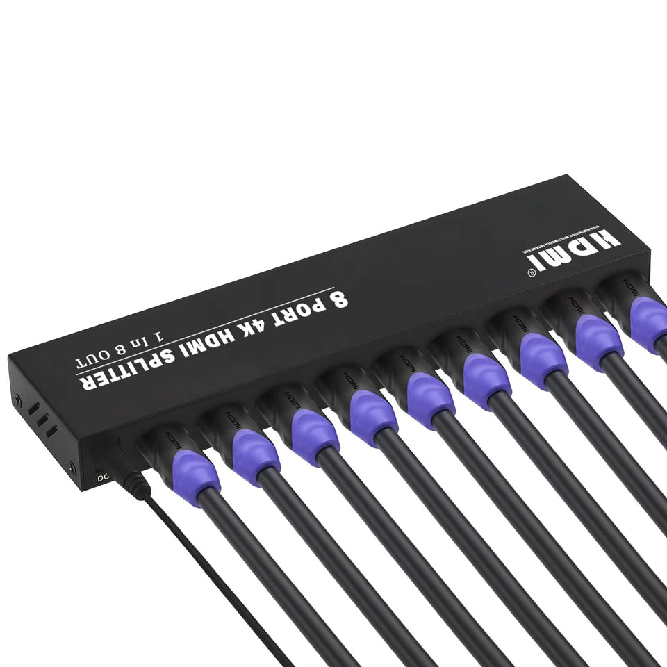 TCNEWCL 4K HDMI Splitter front view shows compact metal design for reliable multi-display mirroring.