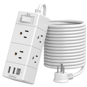 Tcstei 15ft flat-plug power strip ready for flexible room setup.