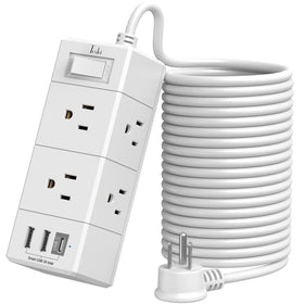 Tcstei 20ft extension cord flat plug for flexible placement and space-saving setup.