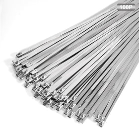 TDEBSSY metal zip ties 18-inch securing outdoor cables with high tensile strength.