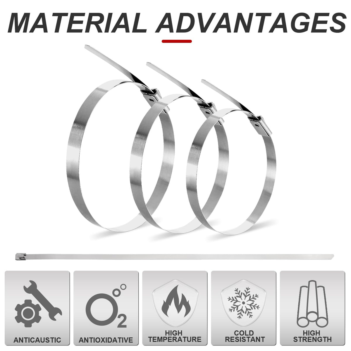 TDEBSSY self-locking zip ties enable quick tool-free installation.