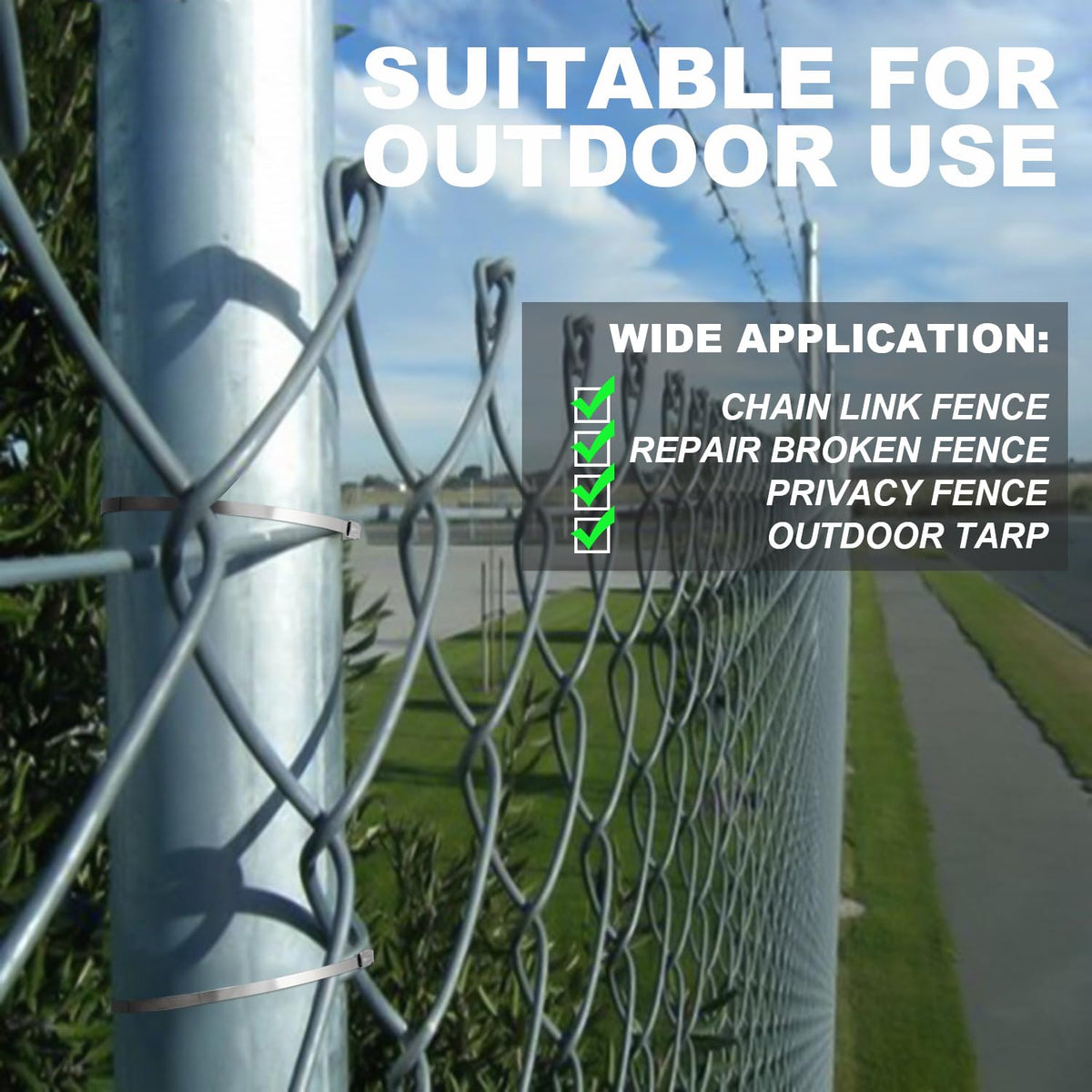 TDEBSSY UV-resistant zip ties resist sun fading for long outdoor use.