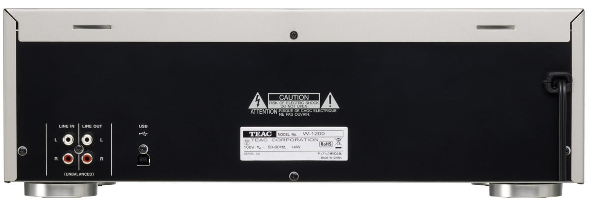 Teac W-1200 rear panel with USB digital output enables easy digital archiving of tapes.
