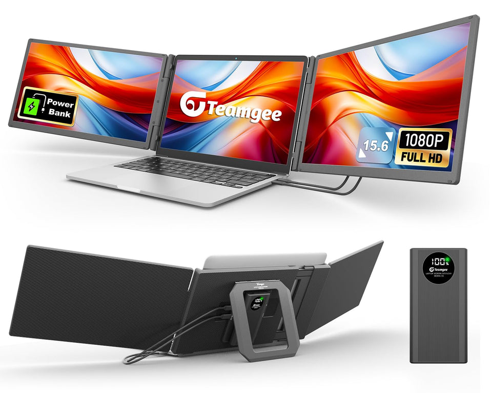 TeamGee 15.6-inch monitor with detachable power bank for uninterrupted on-the-go use