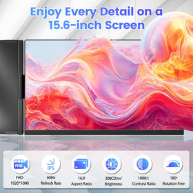 Teamgee 15.6-inch laptop screen extender side profile shows slim build.