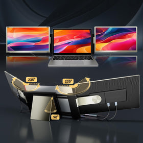 Teamgee portable workspace with stand and dual screens for hybrid work.