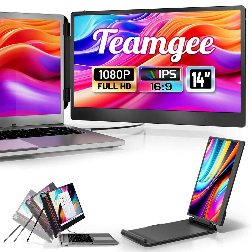 Teamgee S1 dual-screen extended setup for on-the-go productivity.
