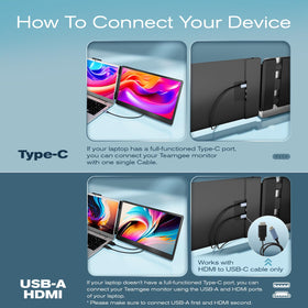 Teamgee S1 USB-C/HDMI plug-and-play connection for laptops.