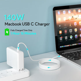 tearplex long 6.7 ft USB-C cable stretched out for flexible desk placement