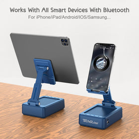 TechGlow holding smartphone landscape for hands-free viewing