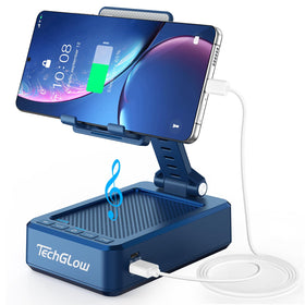 TechGlow front packaging showing blue speaker stand and features