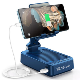 TechGlow front view showing speaker, stand, and controls for versatile use