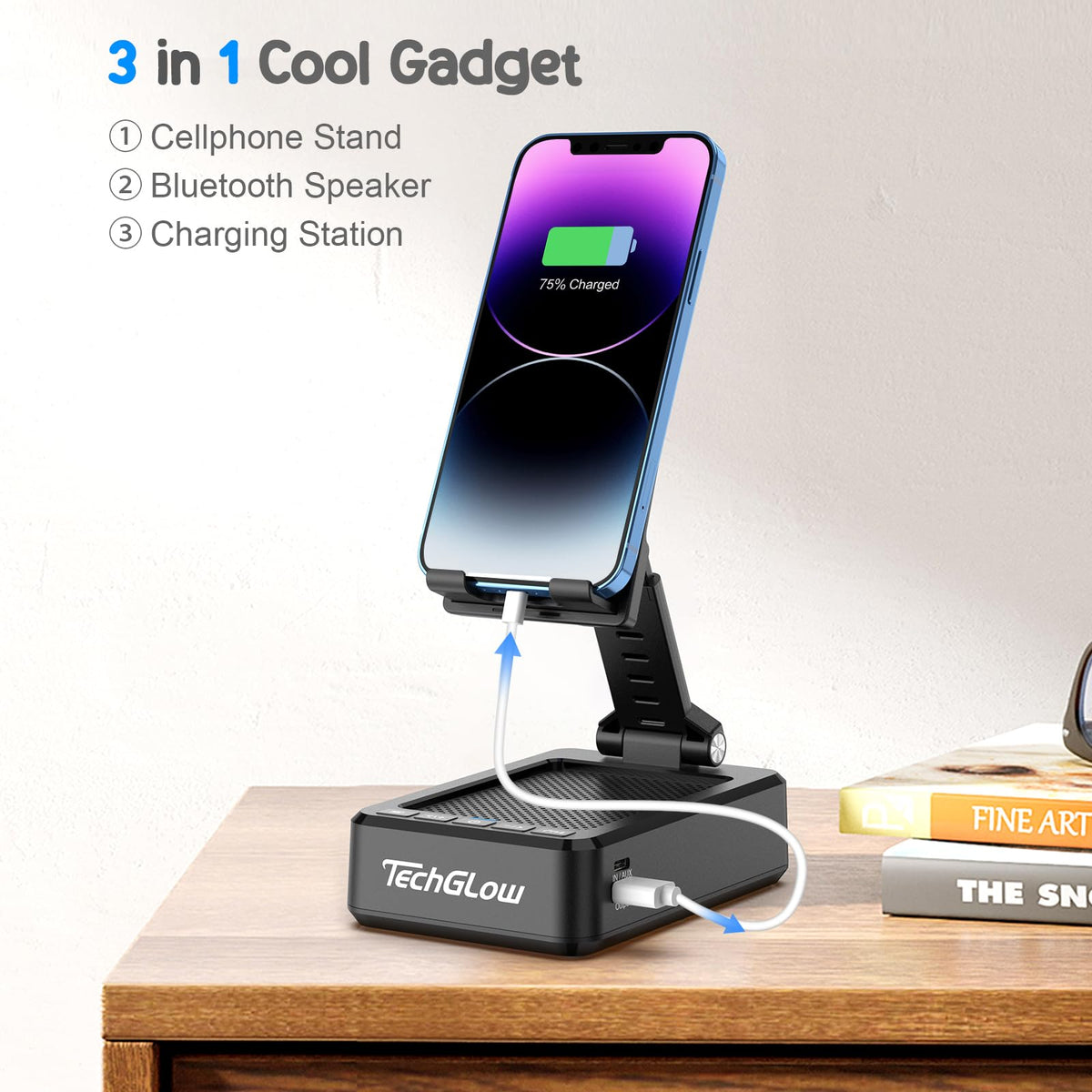 TechGlow side angle adjusted holding tablet for comfortable hands-free viewing