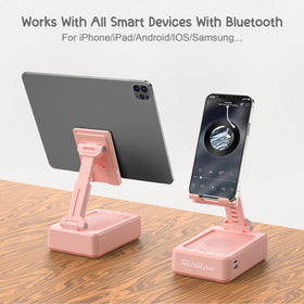 TechGlow speaker grille texture in pink, delivers balanced sound quality