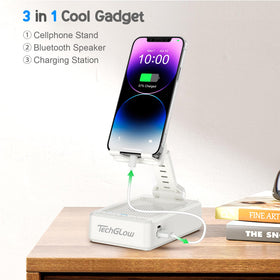 TechGlow unfolded with phone in landscape for hands-free viewing benefit