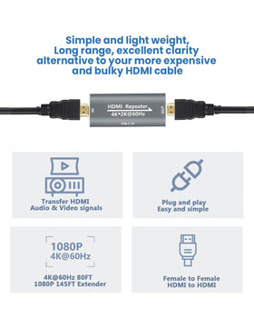 Techigher HDMI Booster auto-downscaling supports VR headsets and Blu-ray players.