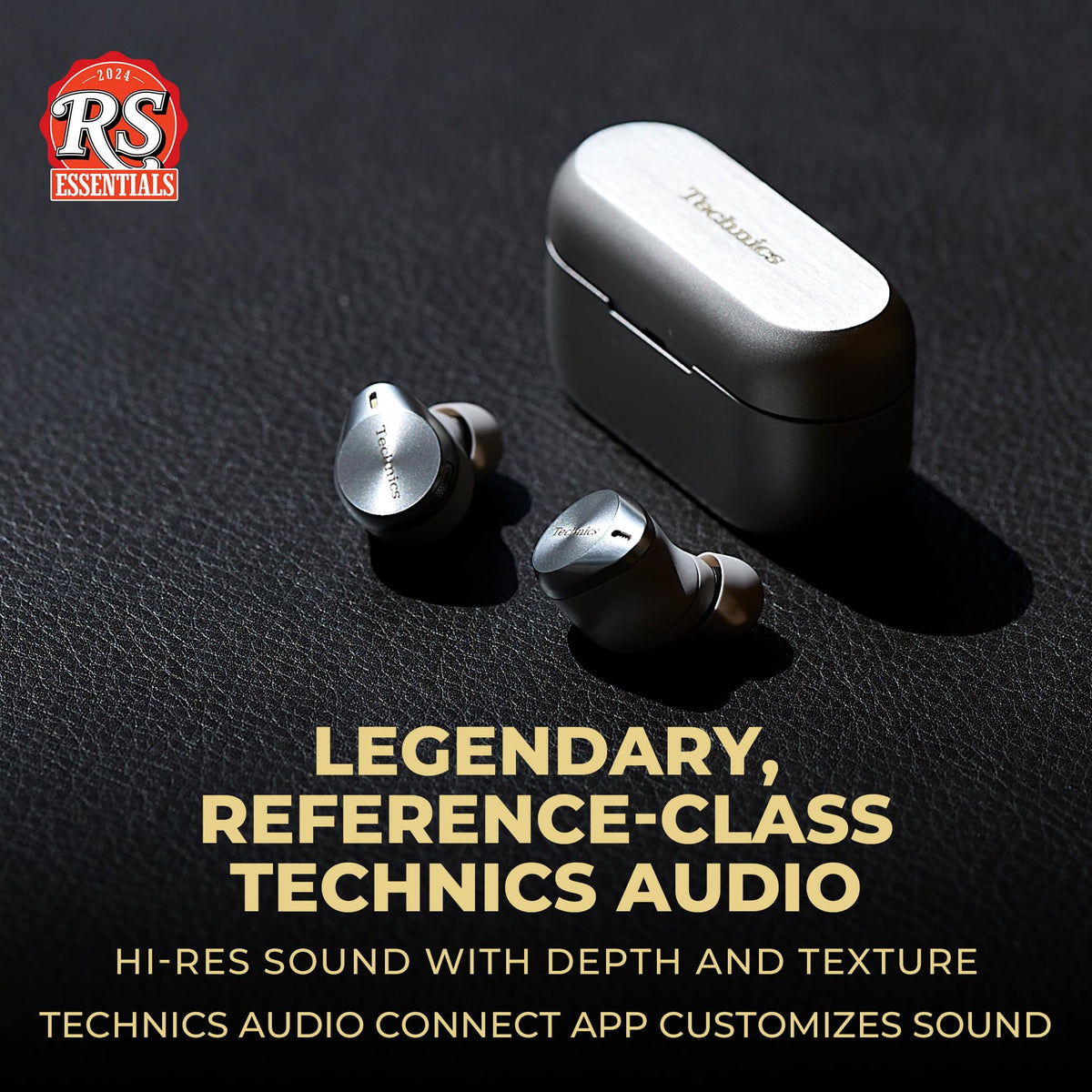 Technics EAH-AZ80-S earbuds in case, ready for wireless charging