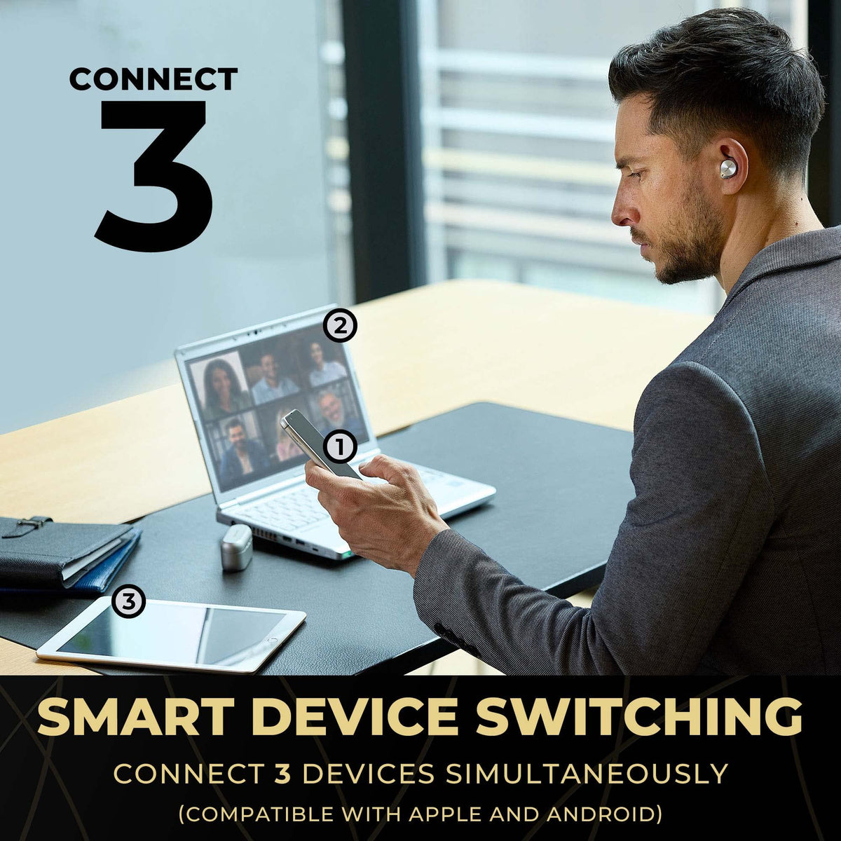 Technics EAH-AZ80-S wireless charging in use with Qi charger