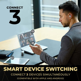 Technics EAH-AZ80-S wireless charging in use with Qi charger