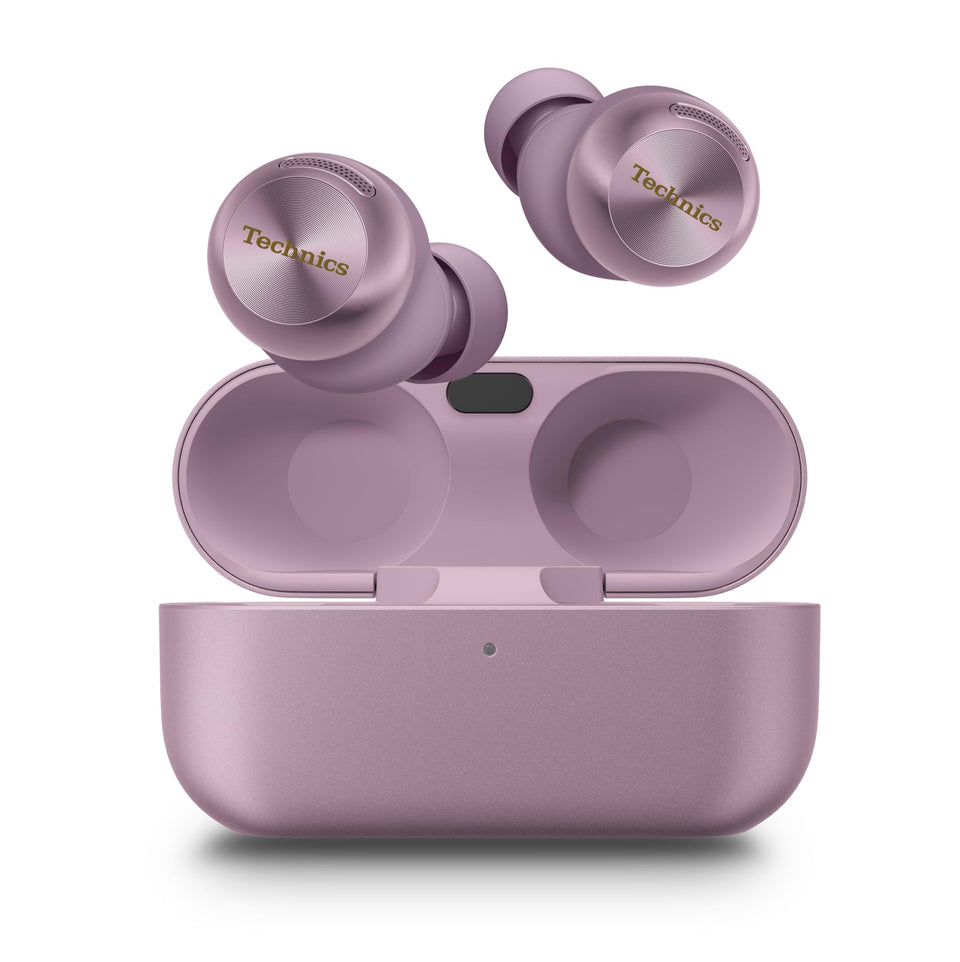 Technics EAH-AZ100-V moonlight lilac earbuds front view for immersive sound.
