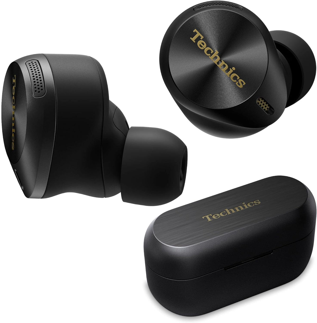 Technics EAH-AZ80-K case open showing wireless charging for a tidy desk
